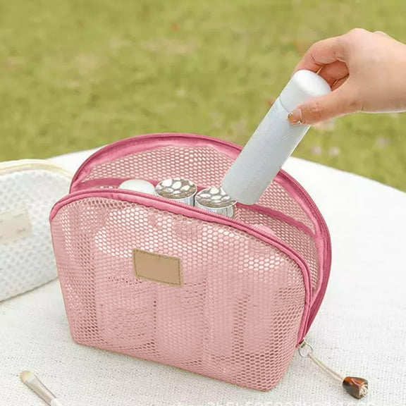 Cosmetic Bag,Portable Mesh Travel Wash Bag,Transparent Toiletry Organizer,Small Makeup Brush Pouch,Storage Bag for Traveling,Pool Beach Essentials Holiday Gifts