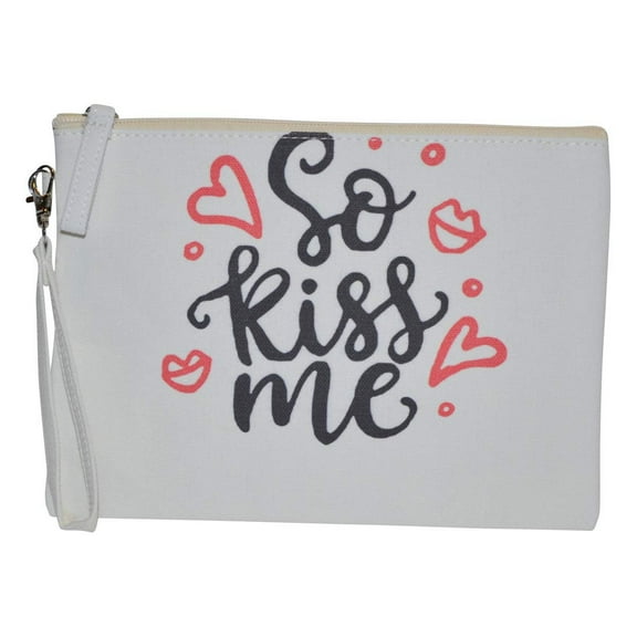 Cosmetic Bag with Sayings - Large Funny Makeup Bags - Womens Gift Makeup Bags with Quotes - Cute Storage Bag for Travel - Funny Pack for Women So Kiss Me