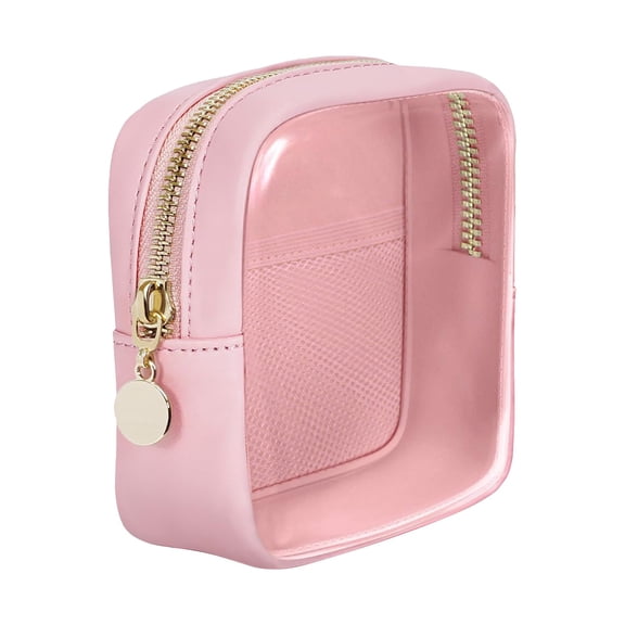 Cosmetic Bag Small Transparent Makeup Bag Transparent Mini Makeup Bag Suitable For Wallet Makeup Bag Car Bag Women'S Daily Use Pink-One Size