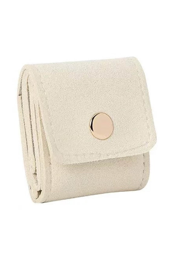 Cosmetic Bag for Travel Organization Jewelry Organizer Pouch for Earrings Rings Necklaces Accessories - Portable Storage for Valuables and Small, 9.57*1. in, Beige