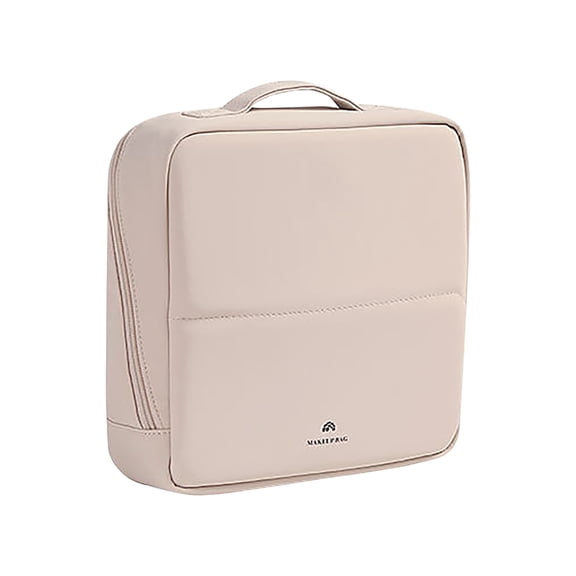 Cosmetic Bag, Vertical Large Capacity PU Leather Travel Toiletry Case Portable Handheld Makeup Organizer Pouch Multifunctional Storage Bag for Beauty Tool Items 9.84x4.92x10.23in Pink
