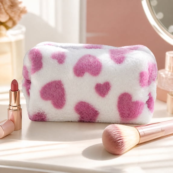 Cosmetic Bag with Zipper Pouch, Travel Makeup Organizer Case for Women, Portable Nylon Storage Bag for Beauty Products Jewelry Pencil Case Coins and Small Accessories Home Office Essentials
