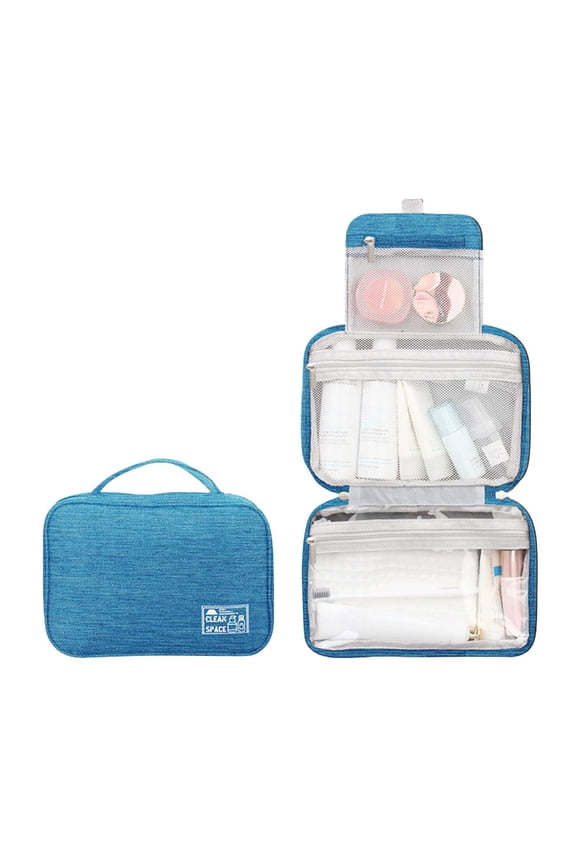 Cosmetic Bag for Accessories - Full Sized Makeup Toiletry Organizer with Travel Hook and Shampoo Container for Easy Packing and Organizing