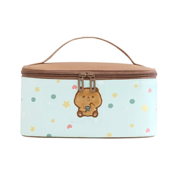 Cosmetic Bag for Travel, Cute Makeup Organizer with Handle, Small Toiletry Bag for Skincare and Beauty Essentials, featuring Adorable Bear Design