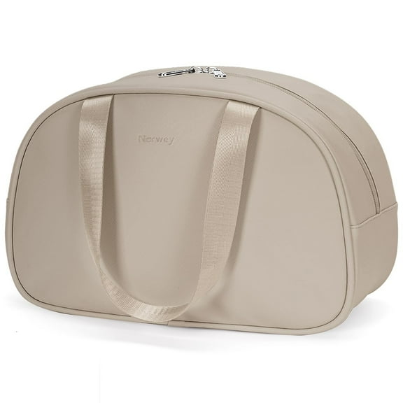 Cosmetic Bag for Women Water Resistant Hanging Travel Toiletry Pouch with Handle and Multiple Pockets Makeup Organizer, Brown