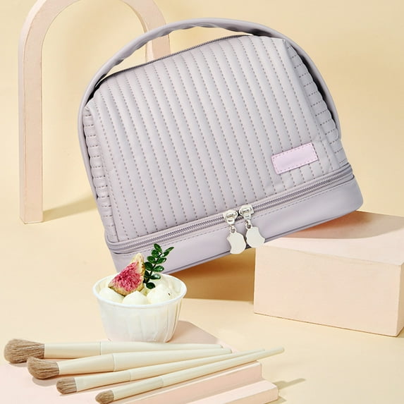 Cosmetic Bags for Women, Cosmetic Bag for Women, Toiletry Bag with a Separate Compartment, Travel Makeup Bag with Removable Brush Holder, Soft Portable Makeup Case for Cosmetics, Skincare Products