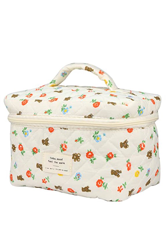 Cosmetic Bags for Women,Cute Floral Makeup Bag,Organizer Storage Make Up Bag,Travel Toiletry Bags,Handbags Purses (Bear/Big)
