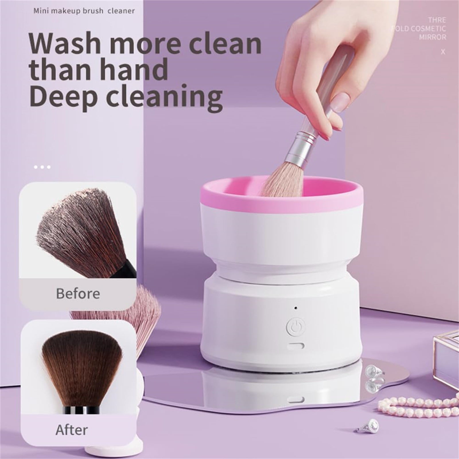 Cosmetic Brush Cleaner Electric Makeup Brush Cleaner Machine With ...