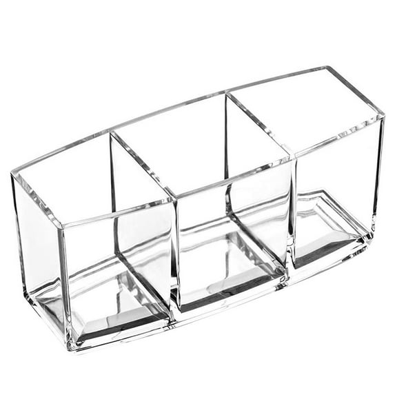Cosmetic Brush Holder 3 Slots Pencil Organizer Acrylic Desktop Eyeliner Makeup Tool Storage Case