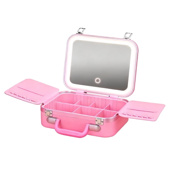 Cosmetic Carrying Case With Customizable Brightness Mirrored Wing Designs Elegant Makeup Storage Container