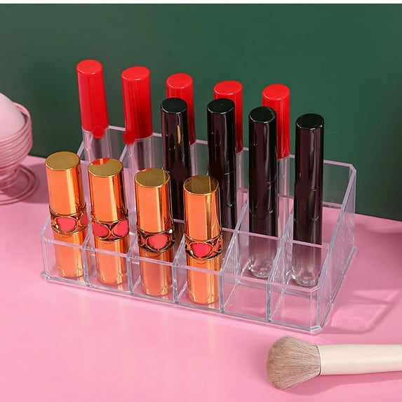 Cosmetic Cases Deals! Bradem Lipstick Storage Box Transparent 12/18/36 Grids Women Makeup Lip Glaze Holder, 18 Compartment Lipstick Storage Box B, 1*Lipstick Storage Box