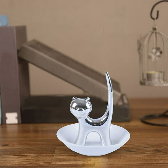Cosmetic Cat Ring Holder Jewelry Engagement Wedding Trinket Trays Stylish Storage Organizer for Rings and Accessories