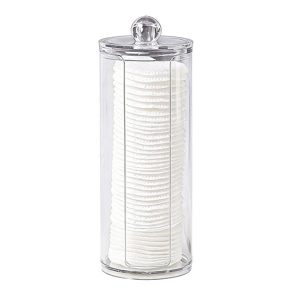 Cosmetic Cotton Pad Holder - Acrylic Makeup Remover Organizer with Dispenser & Storage Rack