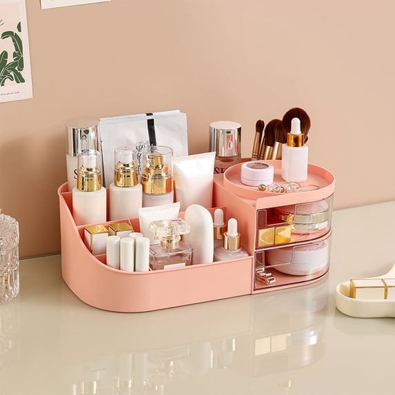Cosmetic Desktop Storage Box, Office Stationery Organizer Rack with Drawer for Lipstick and Care Products