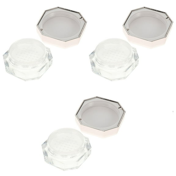 Cosmetic Holder Powder Box Loose Storage Container with Puff Travel Makeup Compact Portable Abs 3 Pcs