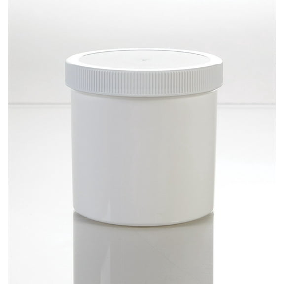 Cosmetic Jar 16 oz - White (PACK OF 6) Plastic Ointment Container For cosmetics, creams, powder, oil, beauty products) by Sponix BioRx