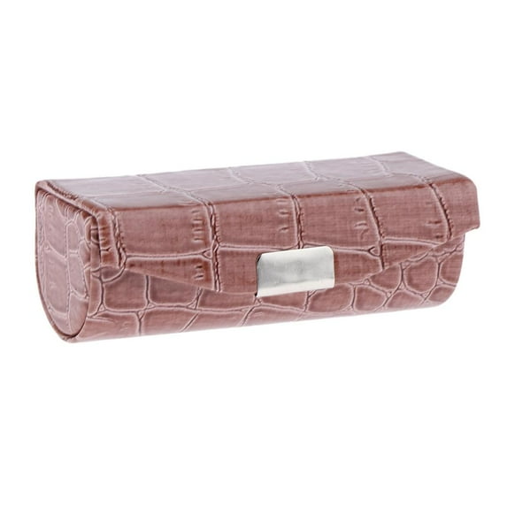 Cosmetic Lipstick Case Holder with Mirror - Small Organizer Bag for Purse - PU Leather - Brown, as described