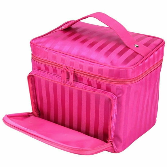 Cosmetic Make Up Bag, Travel Toiletry Case, Large Makeup Organizer Womens, Waterproof Portable Cosmetic Bag for Women Girls, Rose Red