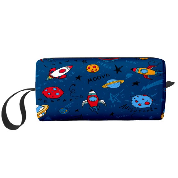Cosmetic Makeup Bag Cartoon Space Doodle For Women Small Toiletry Receive Bags Travel Purse Portable Pencil Case Pouch Storage Organizer