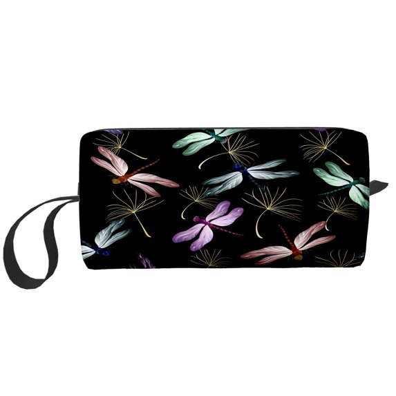 Cosmetic Makeup Bag Colorful Dragonflies For Women Small Toiletry Receive Bags Travel Purse Portable Pencil Case Pouch Storage Organizer