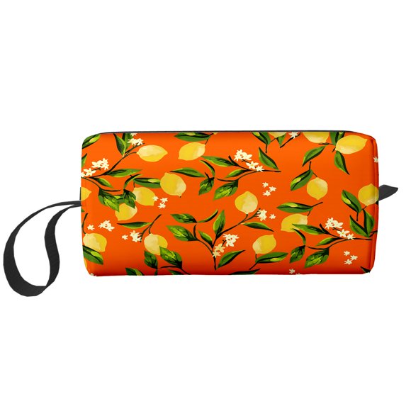 Cosmetic Makeup Bag Lemon Pattern Organic Fruit For Women Small Toiletry Receive Bags Travel Purse Portable Pencil Case Pouch Storage Organizer