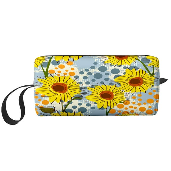 Cosmetic Makeup Bag Modern Bright Sunflower Flowers For Women Small Toiletry Receive Bags Travel Purse Portable Pencil Case Pouch Storage Organizer