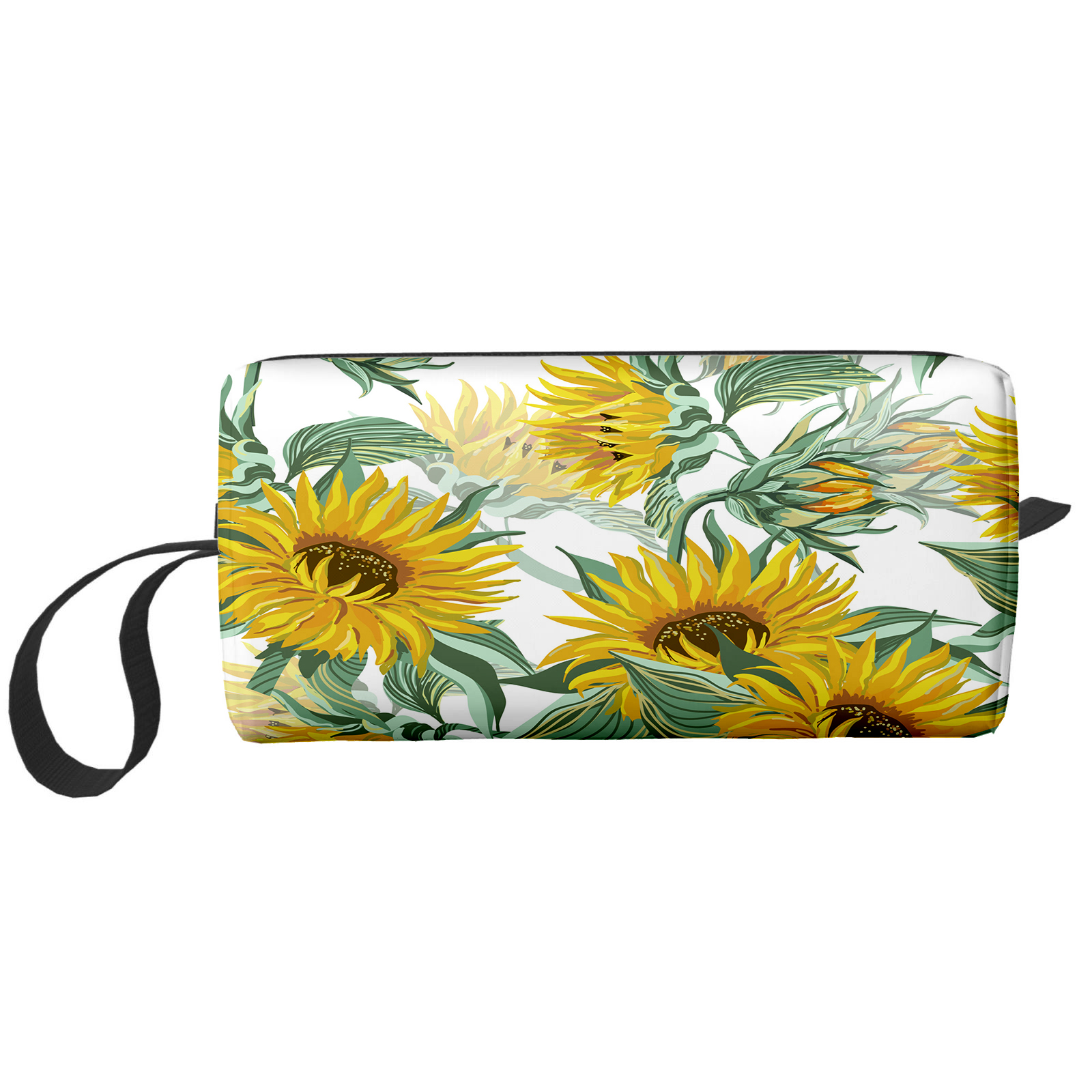 Cosmetic Makeup Bag Sunflowers White Background For Women Small