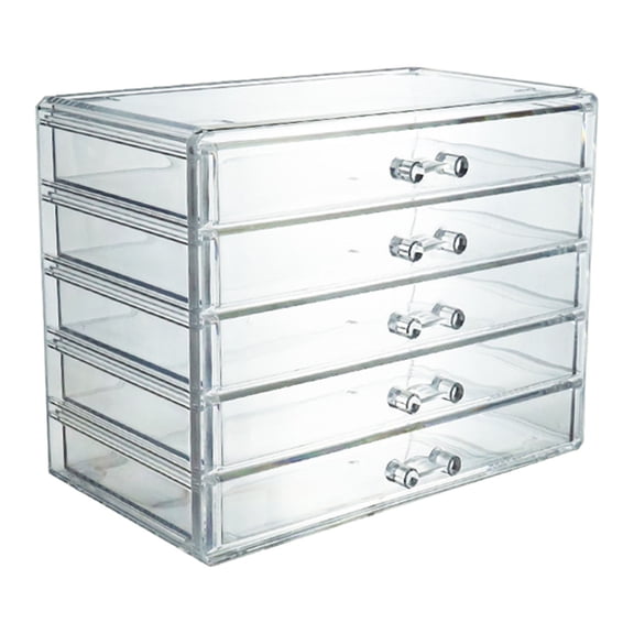 Cosmetic Makeup Organizer 5 Drawer Acrylic Organizers for Cosmetics Jewelry Beauty Supplies Clear Storage for College Dorm and Girl's Room