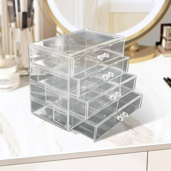 Cosmetic Makeup Organizer 5 Drawer Acrylic Storage Solution for Cosmetics Jewelry Beauty Supplies Clear Organizer Ideal for Girls’ Room and College Dorm Counter