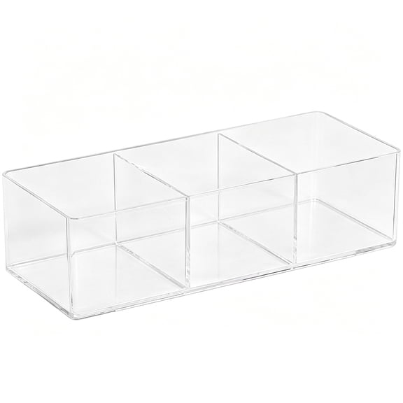 Cosmetic Makeup Trays, Cosmetic Display Case Storage Box with 3 Grid, Clear Plastic Storage Bins for Jewelries Kitchen Gadgets