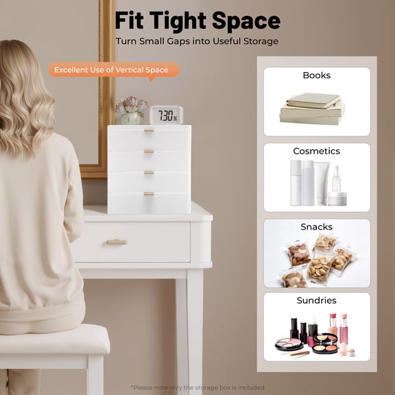 Cosmetic Organizer with 4 Drawers, 2620.229cm Desktop Storage Box for Makeup, Skincare, and Small Accessories, for Vanity, Bathroom, and Bedroom Organization