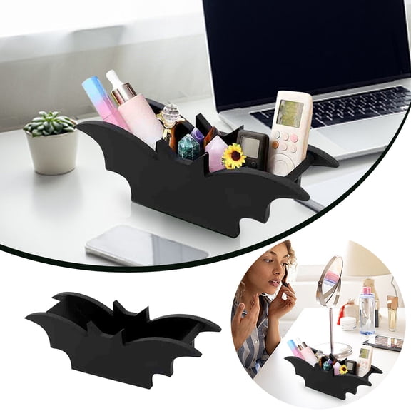 Cosmetic Organizer Bat Shaped Wooden Storage Tray Portable Display Chest for Makeup Jewelry Trinket