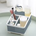 thumbnail image 1 of Cosmetic Organizer Box with Dividers, Desktop and Bathroom Storage Basket for Makeup Brushes and Cotton Swabs, Plastic Organizer with Hollow Design, Home and Office Desk Organizer Gift, 1 of 6