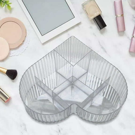 Cosmetic Organizer Cosmetic Storage Tray Countertop Desk Storage Box with Compartment for Office Bedroom Dorms Home Bathroom clear