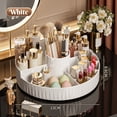 thumbnail image 1 of Cosmetic Organizer, Gaqring Rotating Desktop Makeup Storage Box, 360-Degree Turntable Multi-Compartment Brush Holder for Vanity Bathroom Kitchen, White, 1 of 4