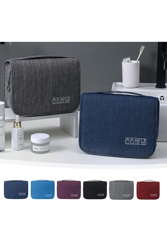 Cosmetic Organizer – Hanging Wet Dry Wash Bag | Travel Toiletry Storage, High-Density Polyester, Metal Zipper | Cationic Warp Weft Fabric | 24.5x7.5x13cm