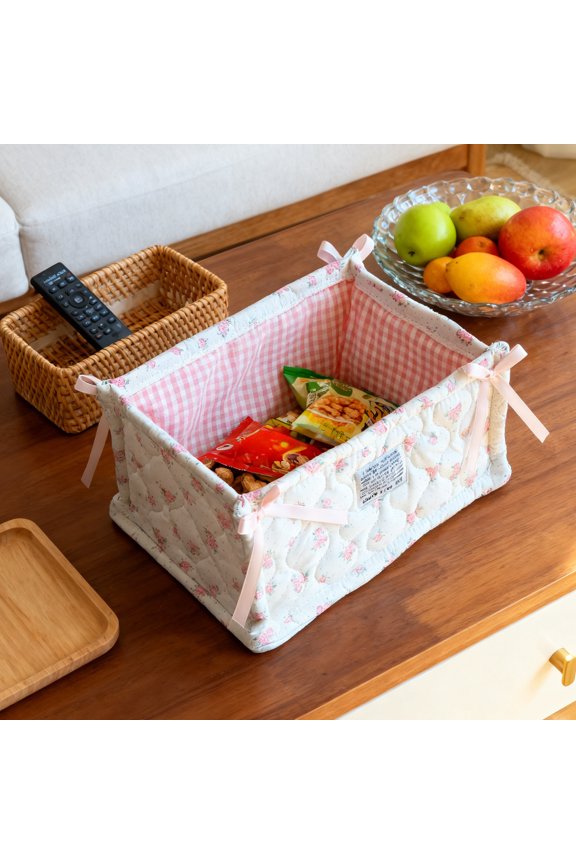 Cosmetic Organizer Storage Bag - Desktop Snack Sundries Basket, Compact Makeup Holder for Desk Office Bedroom, Multi-Purpose Small Items Bin, C, 11.02"x7.68"x5.51"