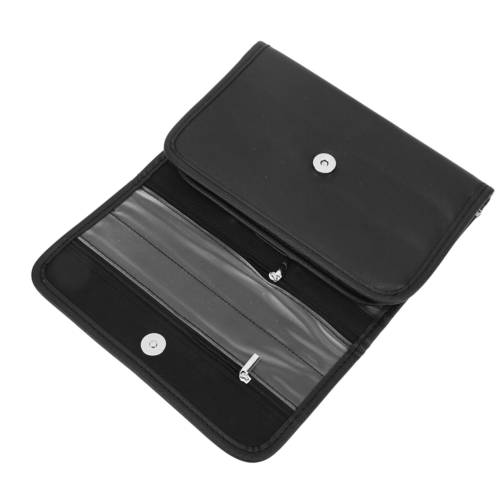 Cosmetic Pouch Black Portable Light Waterproof Durable Large Storage Capacity PU Leather Travel