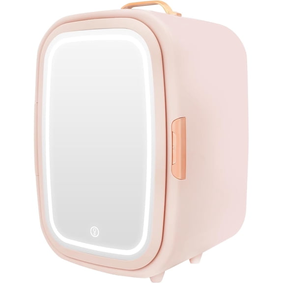 Cosmetic Refrigerator for Skincare, 3-Level Dimmable LED Mirror Makeup Fridge with Cooling and Heating, 2-in-1 Mini Beauty Fridge for Face Masks Lipstick Skincare