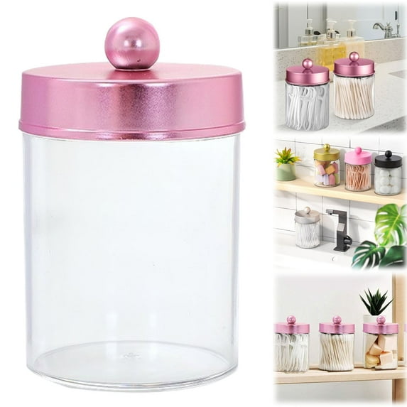 Cosmetic Storage Box, Acrylic Bottle, Storage Tank, Cotton Swab Box Holder Dispenser for Bathroom Clear Canister Jar for Cotton Picks, Small Containers for Makeup Storage Organizer Makeup Organizers