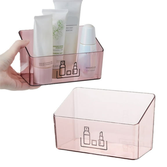 Cosmetic Storage Box Makeup Case Makeup Pencil Pen Holder Makeup Cosmetic Storage Organizer Girl Plastic Storage Items Household/ Large Pink Mirror Cabinet Storage Box
