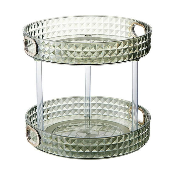 Cosmetic Storage Holder Condiment Tray Turntable Organizer Tray Desktop Perfume 2 Tiers Green