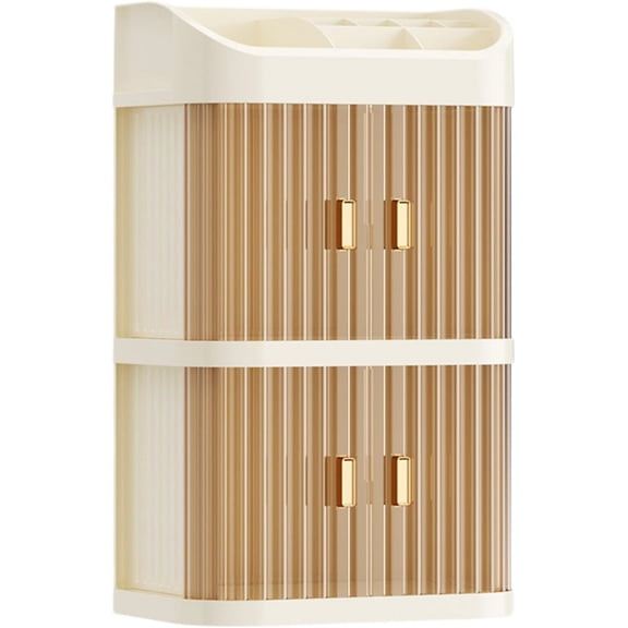 Cosmetic Storage Organizer Transparent Acrylic Cosmetic Storage Organizer Box 2 Layer Storage Box and Transparent Cover Cosmetic Display Box Bedroom Dressing Table,Cosmetic Storage Display Box