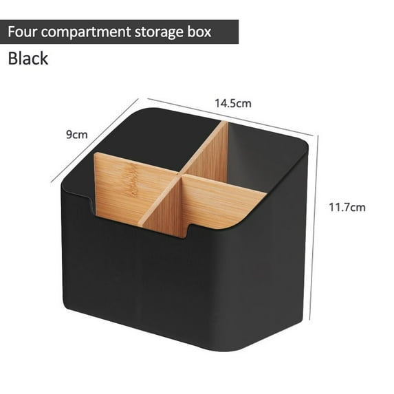 Cosmetic Storage Plastic Multifunction Living Room Organizer Desktop Storage Box Remote Controller Storage Box TV Remote Holder BLACK 4 GRIDS