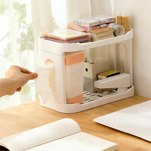 Cosmetic Storage Rack Organizer | Multi-Layer Desktop Shelf | White Plastic | 28x16x7cm | Space-Saving Bathroom Counter Solution | Streamlined Modular Design | Easy to Clean | Lightweight