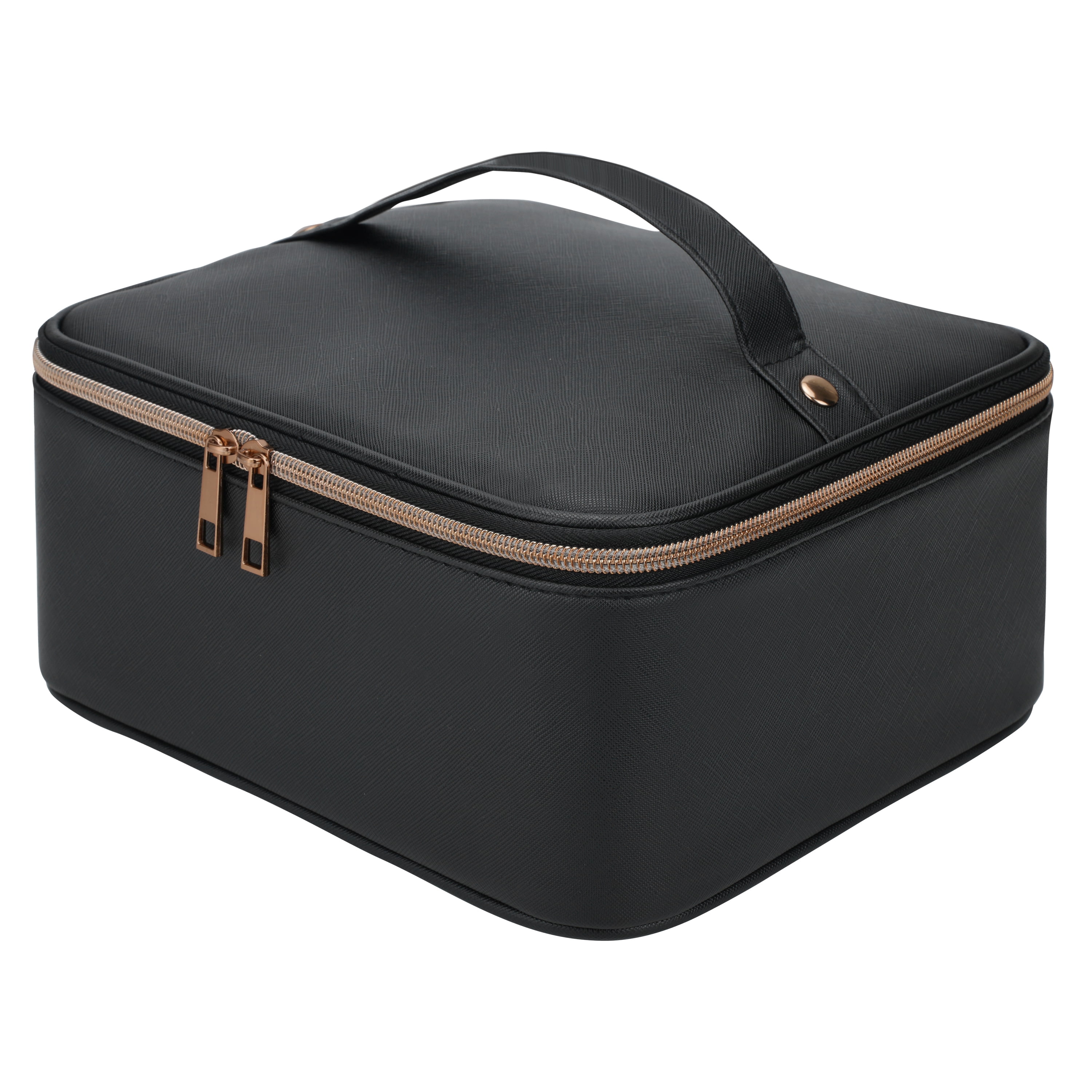 Cosmetic Train Case Organizer, Black, 10" x 4.75" x 8.75"