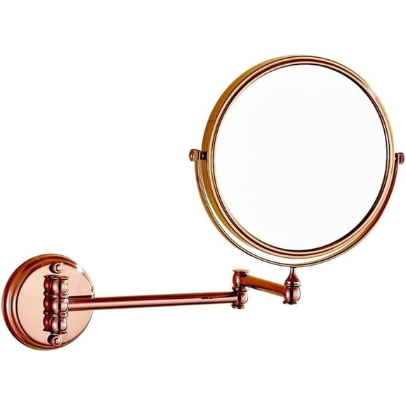 Cosmetic Vanity Mirror European Wall-Mounted 8-inch Makeup Mirror Double-Sided 3 Times Magnification Ultra-Thin Rose Gold Beauty