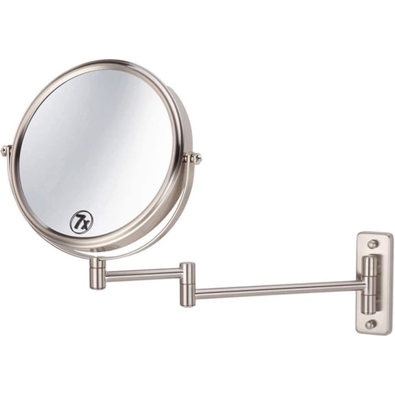 Cosmetic Vanity Mirror Wall-Mounted Double-Sided Bathroom Vanity Mirror 8 Inches 7 Times Magnification Folding Beauty Telescopic
