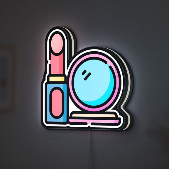 Cosmetics 3D Novelty Light Box, Makeup Themed Vanity Lamp for Beauty Rooms and Glam Stations (Width 8 inch, 20cm)