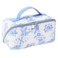 thumbnail interactive-video image 1 of Cosmetic Bag for Travel and Makeup, Cosmetic Bag for Women Zipper Pouch Travel Cosmetic Organizer Travel Bags-Blue, 1 of 6